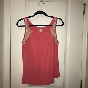 Pink tank top with Cream lace detail from Target
